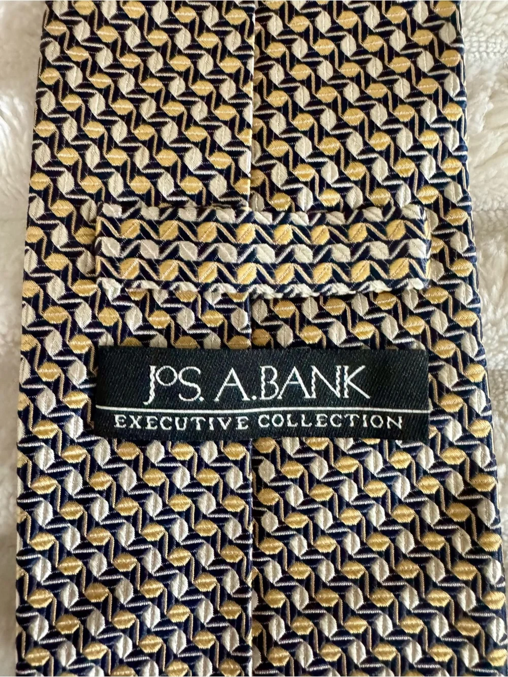 Jos. A. Bank Executive Collection Navy Blue Gold Silk Tie